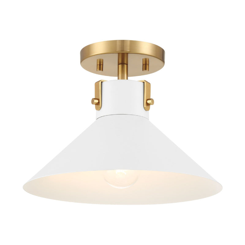 Savoy House M60078 1-lt 12" Semi-Flush Mount - White/Natural Brass