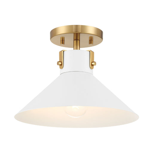 Savoy House M60078 1-lt 12" Semi-Flush Mount - White/Natural Brass