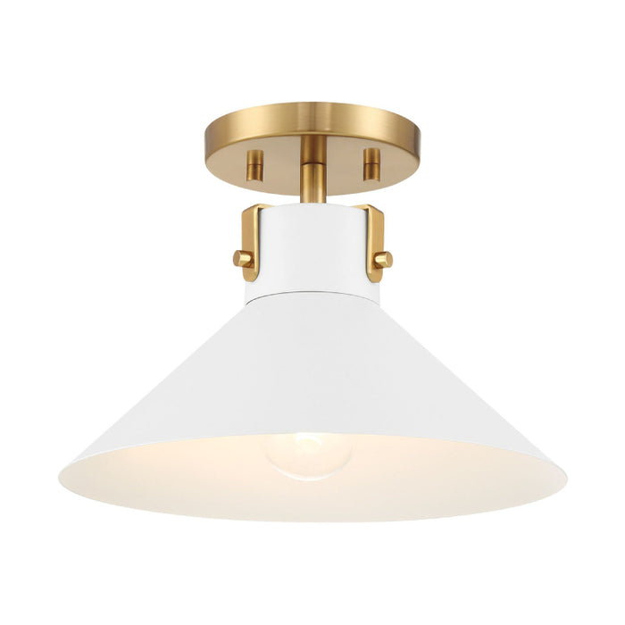 Savoy House M60078 1-lt 12" Semi-Flush Mount - White/Natural Brass