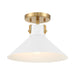 Savoy House M60078 1-lt 12" Semi-Flush Mount - White/Natural Brass