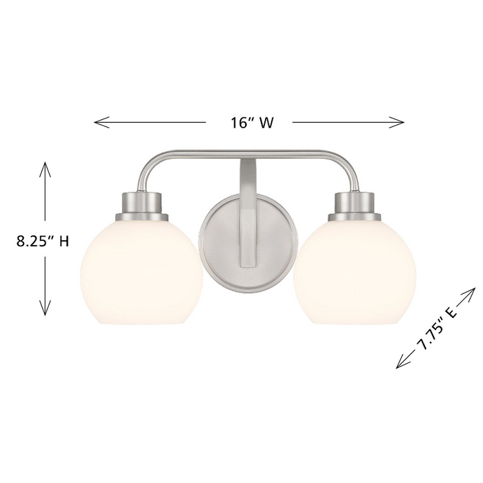 Savoy House M80080 2-lt 16" LED Bathroom Vanity Light - Brushed Nickel