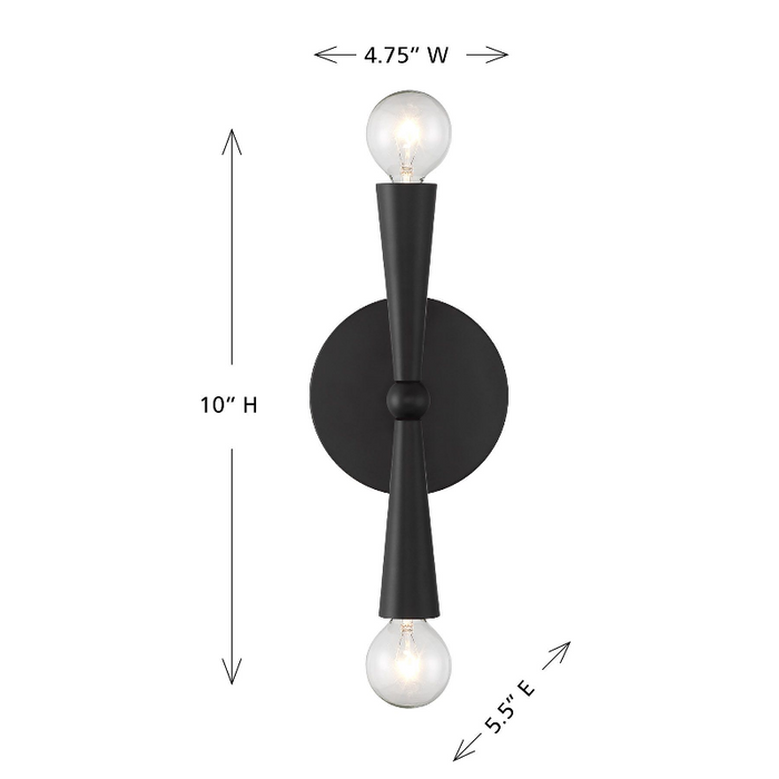 Savoy House M90110 2-lt 10" Tall LED Wall Sconce - Matte Black