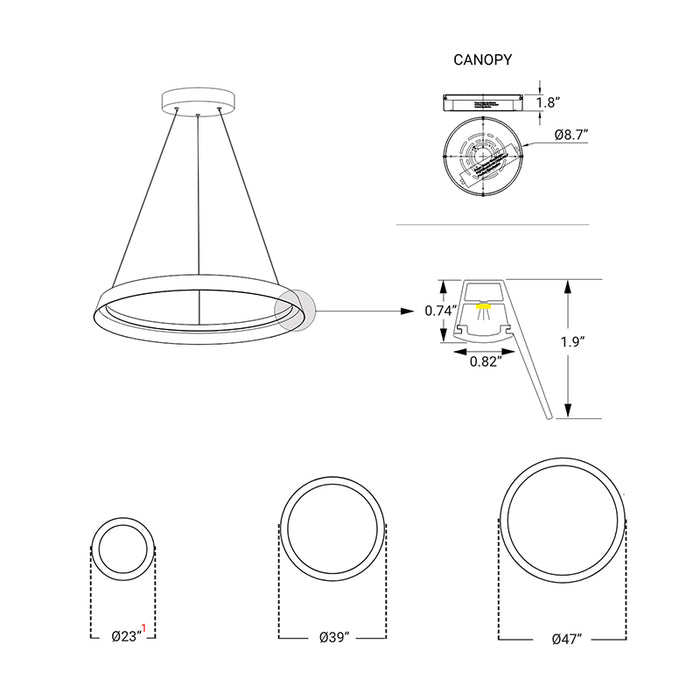 Elite MAJESTIC-LED Architectural LED Round Pendant