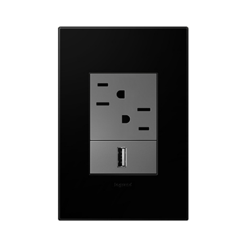 Adorne AWP Screwless Wall Plate, Black Ink - 1+ Gang