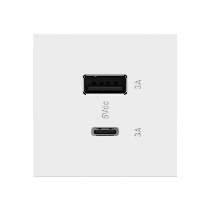 Adorne ARUSB2AC6 15W Ultra-Fast USB Type-A/C Outlet Module, 125V - White