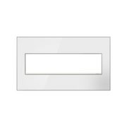 Adorne AWM Screwless Wall Plate, Mirror White on White - 4 Gang