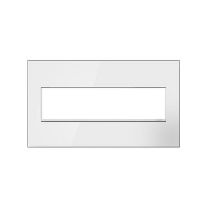 Adorne AWM Screwless Wall Plate, Mirror White on White - 4 Gang