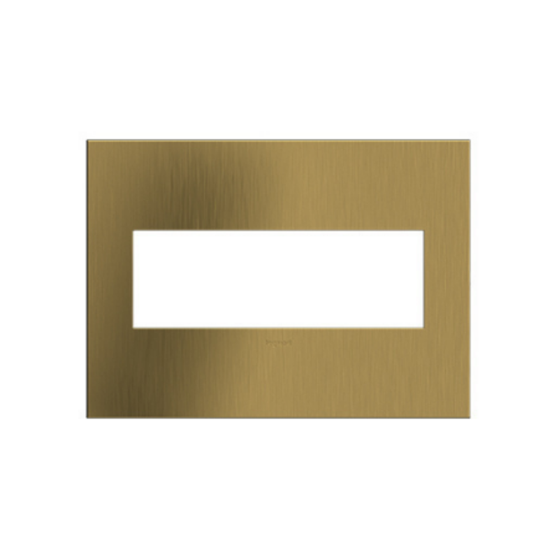 Adorne AWC Screwless Wall Plate, Brushed Satin Brass - 3 Gang