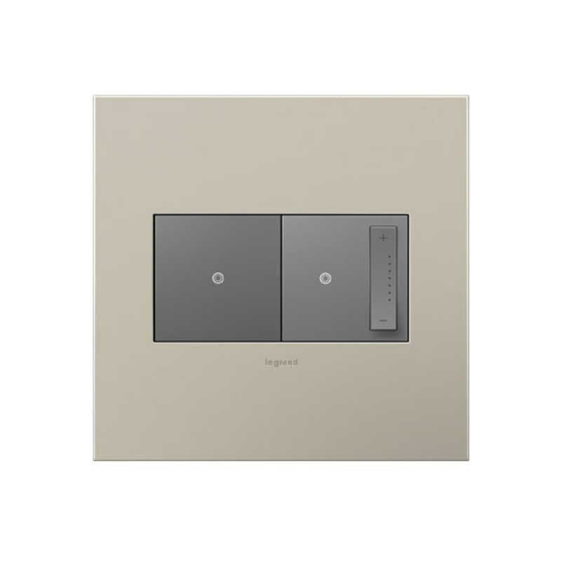 Adorne AWC Screwless Wall Plate, Satin Nickel - 2 Gang