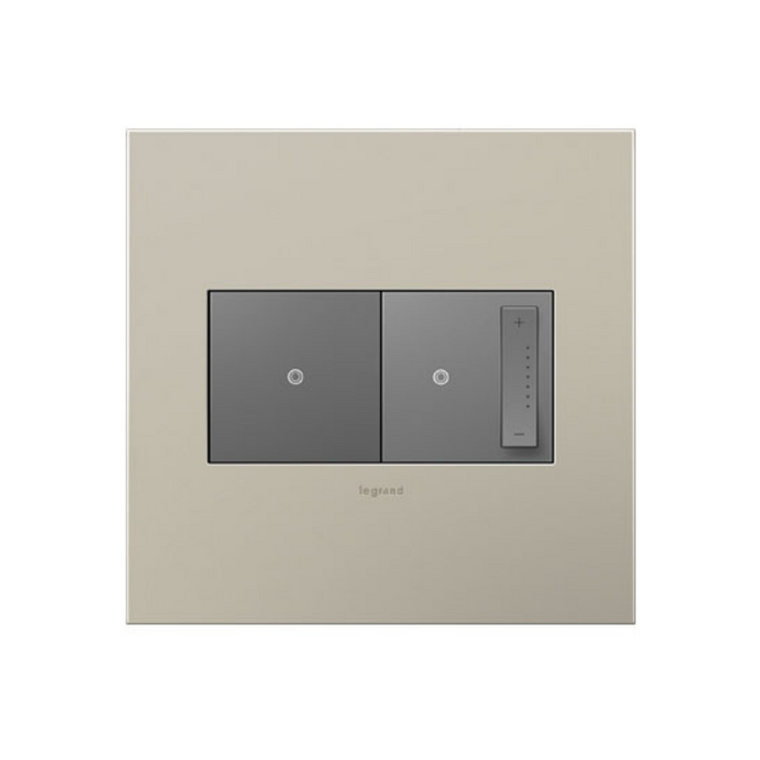 Adorne AWC Screwless Wall Plate, Satin Nickel - 2 Gang