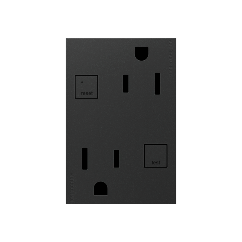 Adorne AGFTR2153 Plus Size Tamper-Resistant 15A Duplex Self-Test GFCI Receptacles, 125V - Graphite