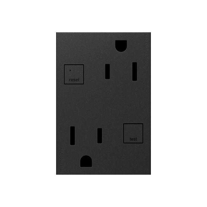 Adorne AGFTR2153 Plus Size Tamper-Resistant 15A Duplex Self-Test GFCI Receptacles, 125V - Graphite