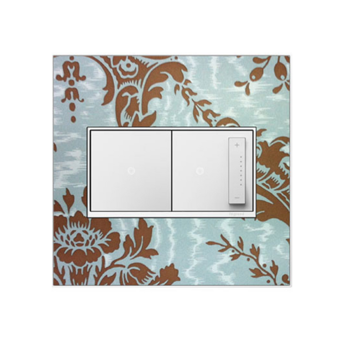 Adorne AWM Screwless Wall Plate, Custom with White Trim - 2 Gang