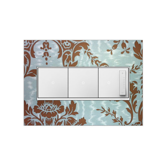 Adorne AWM Screwless Wall Plate, Custom with White Trim - 3 Gang