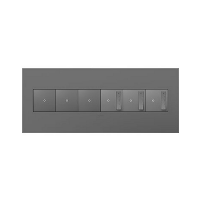 Adorne AWP Screwless Wall Plate with Microban, Magnesium - 6 Gang