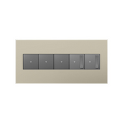 Adorne AWP Screwless Wall Plate with Microban, Titanium - 5 Gang