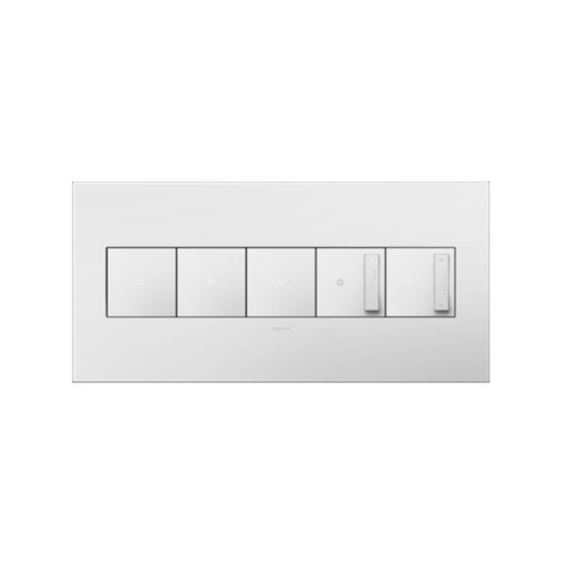 Adorne AWP Screwless Wall Plate with Microban, Gloss White - 5 Gang