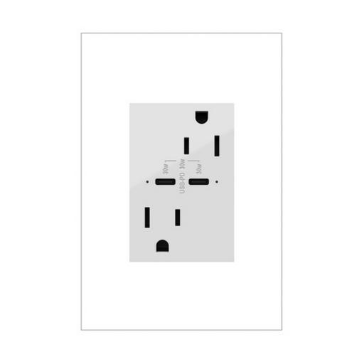 Adorne ARTRUSB15PD30 30W Tamper-Resistant Ultra-Fast Plus Power Delivery USB Type-C/C Outlet, Plus-Size, 15A, 125V - White