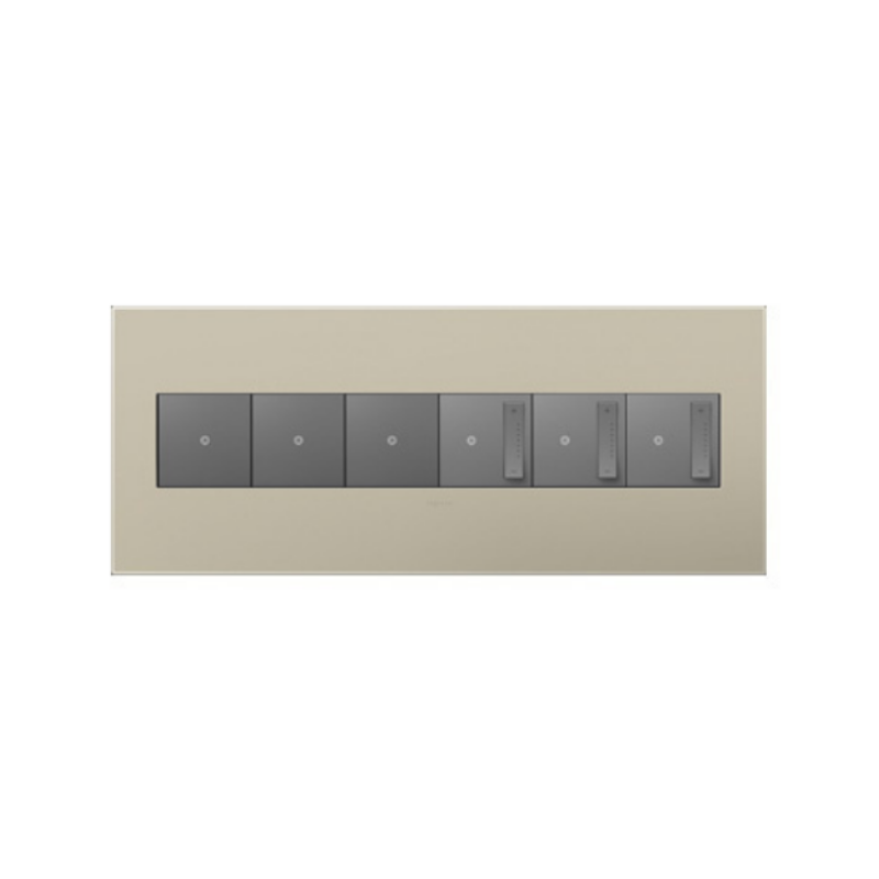 Adorne AWP Screwless Wall Plate with Microban, Titanium - 6 Gang