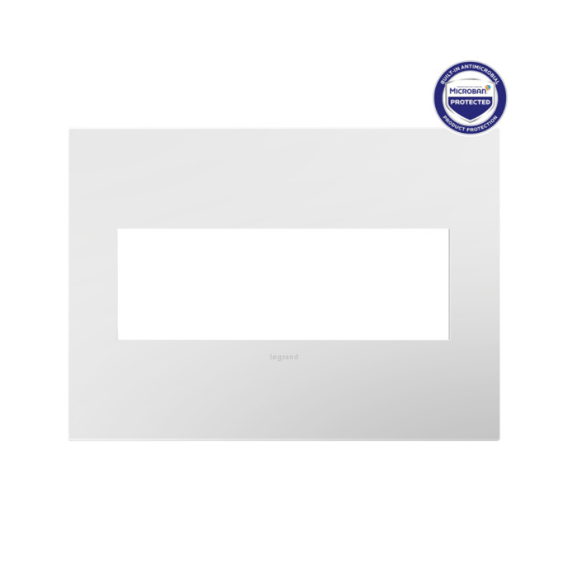 Adorne AWP Screwless Wall Plate with Microban, Gloss White - 3 Gang