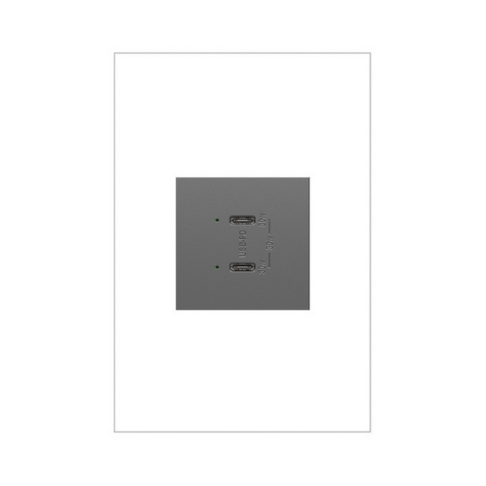 Adorne ARUSB30PD 30W Ultra-Fast Plus Power Delivery USB Type-C/C Outlet Module - Magnesium