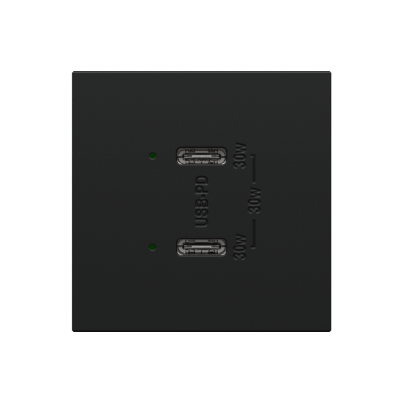 Adorne ARUSB30PD 30W Ultra-Fast Plus Power Delivery USB Type-C/C Outlet Module - Graphite