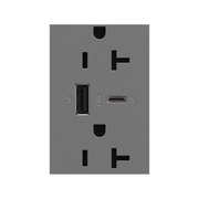 Adorne ARTRUSB206AC 15W Tamper-Resistant Ultra-Fast USB Type-A/C Outlet, 20A - Magnesium