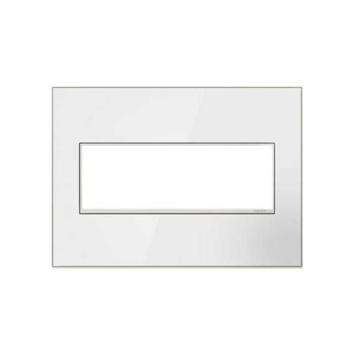 Adorne AWM Screwless Wall Plate, Mirror White on White - 3 Gang