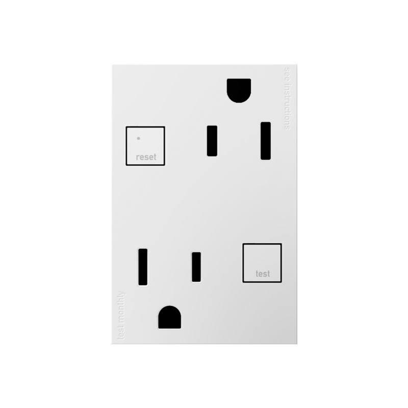 Adorne AGFTR2153 Plus Size Tamper-Resistant 15A Duplex Self-Test GFCI Receptacles, 125V - White