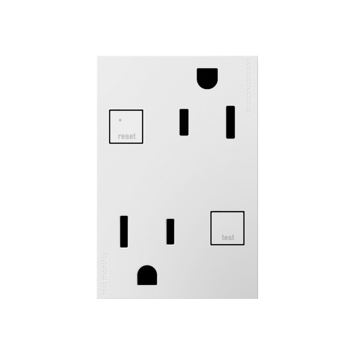 Adorne AGFTR2153 Plus Size Tamper-Resistant 15A Duplex Self-Test GFCI Receptacles, 125V - White