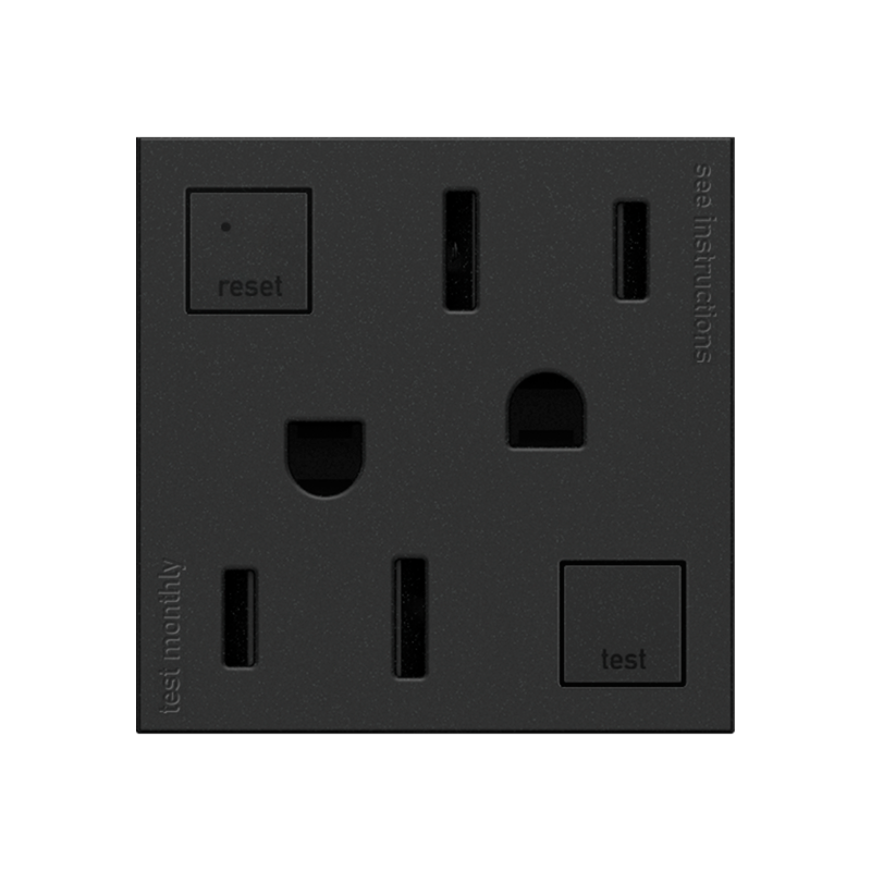 Adorne AGFTR2152 Tamper-Resistant 15A Duplex Self-Test GFCI Receptacles, 125V - Graphite