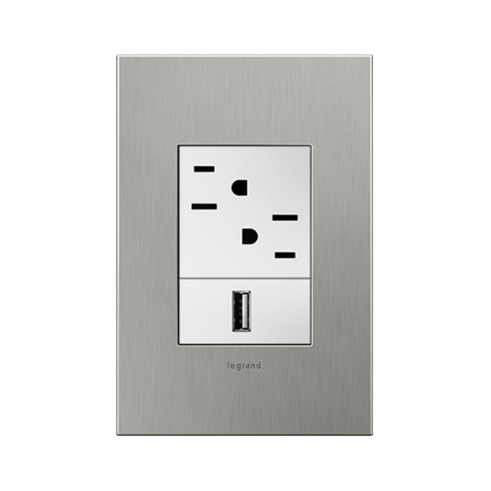 Adorne AWC Screwless Wall Plate, Brushed Stainless Steel - 1+ Gang