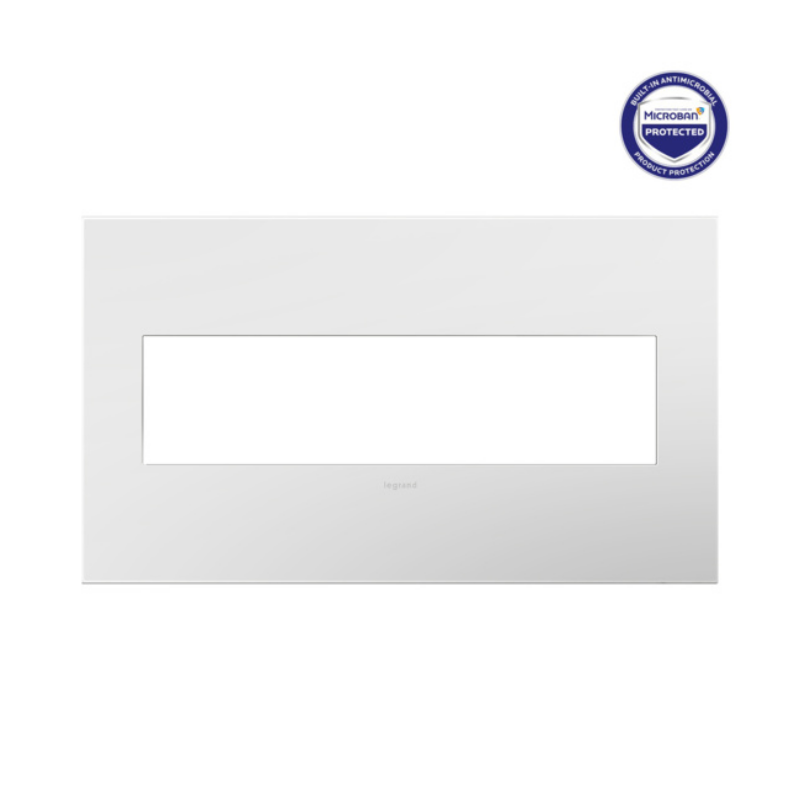 Adorne AWP Screwless Wall Plate with Microban, Matte White - 4 Gang