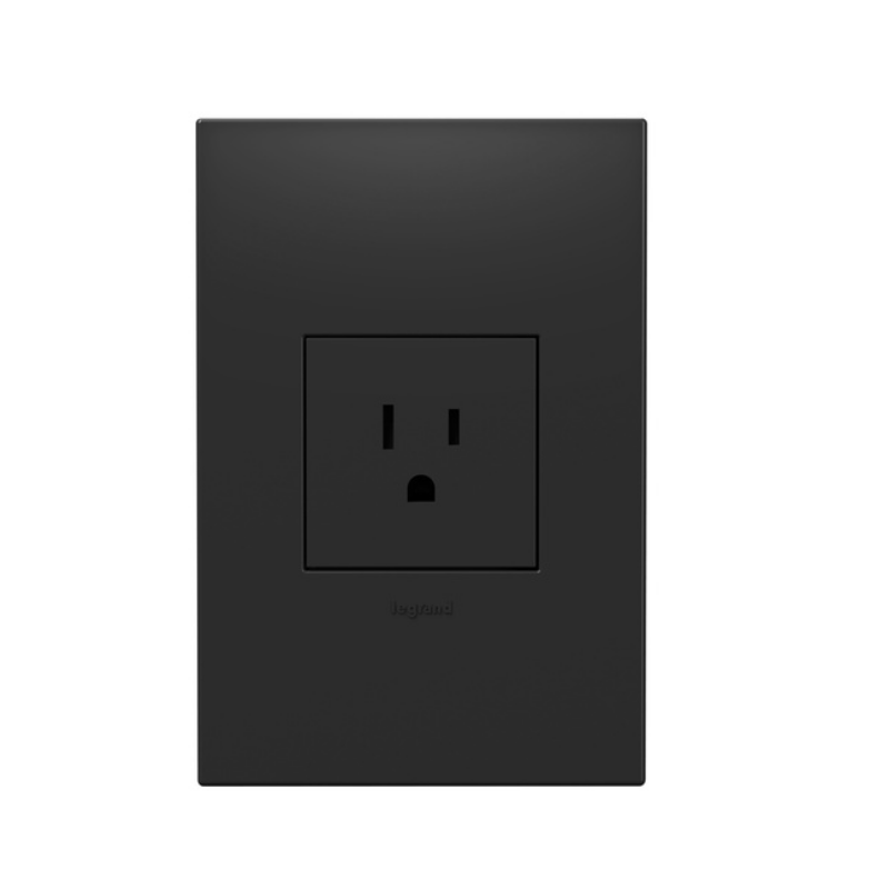 Adorne ARTR151 15A Single Tamper-Resistant Outlet, 125V - Graphite
