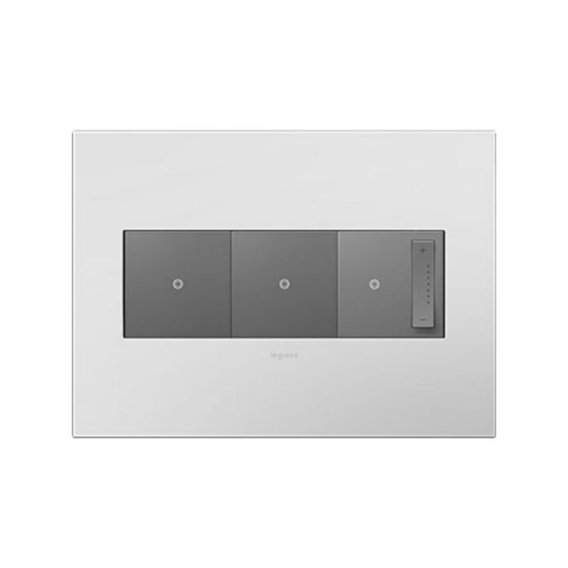 Adorne AWP Screwless Wall Plate with Microban, Matte White - 3 Gang