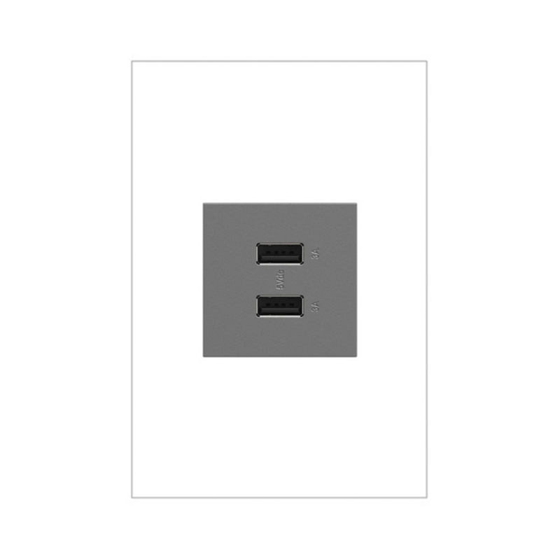 Adorne ARUSB2AA6 3.1A Ultra-Fast USB Type-A/A Outlet Module - Magnesium