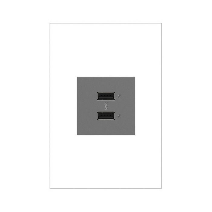 Adorne ARUSB2AA6 3.1A Ultra-Fast USB Type-A/A Outlet Module - Magnesium
