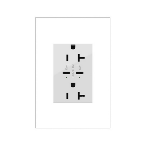 Adorne ARTRUSB20PD30 30W Tamper-Resistant Ultra-Fast Plus Power Delivery USB Type-C/C Outlet, Plus-Size, 20A - White