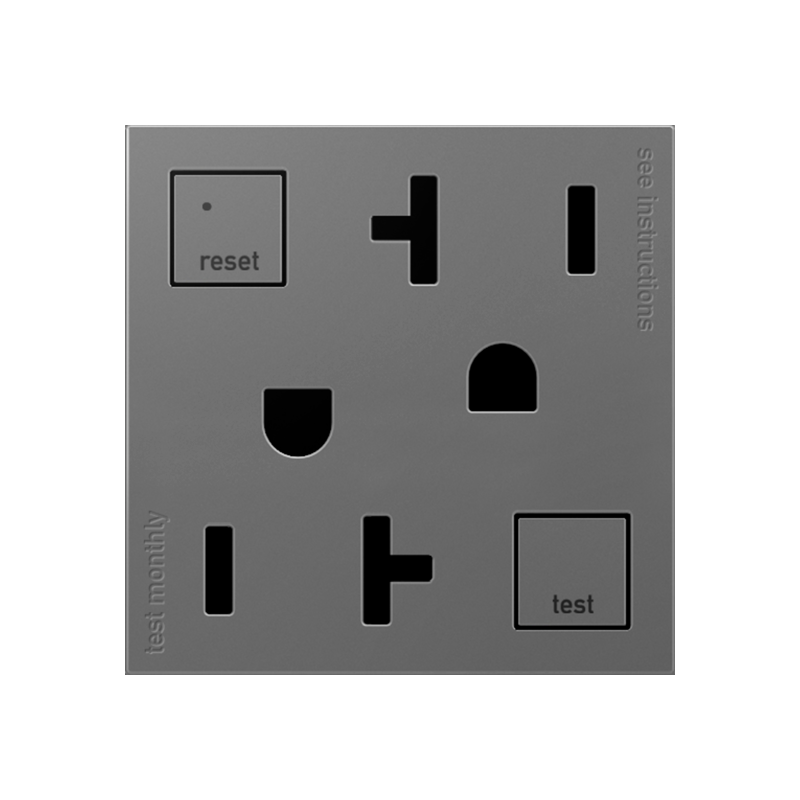 Adorne AGFTR2202 Tamper-Resistant 20A Duplex Self-Test GFCI Receptacles, 125V - Magnesium