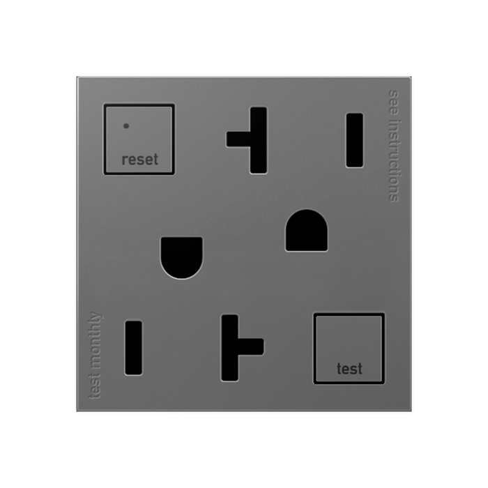 Adorne AGFTR2202 Tamper-Resistant 20A Duplex Self-Test GFCI Receptacles, 125V - Magnesium