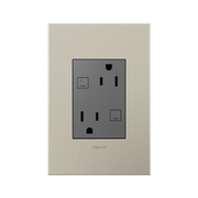 Adorne AGFTR2153 Plus Size Tamper-Resistant 15A Duplex Self-Test GFCI Receptacles, 125V - Magnesium