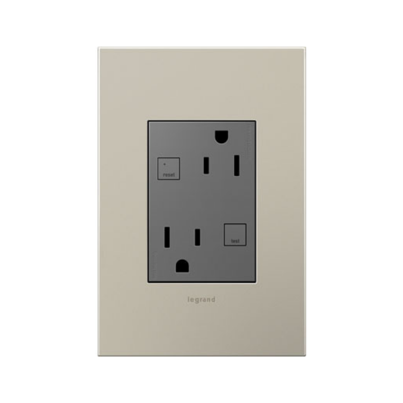 Adorne AGFTR2153 Plus Size Tamper-Resistant 15A Duplex Self-Test GFCI Receptacles, 125V - Magnesium