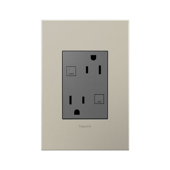 Adorne AGFTR2153 Plus Size Tamper-Resistant 15A Duplex Self-Test GFCI Receptacles, 125V - Magnesium