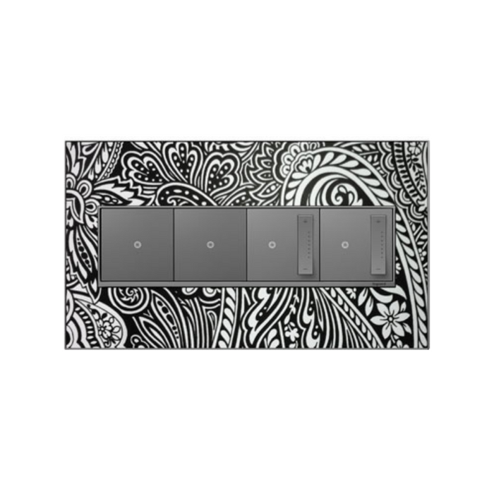 Adorne AWM Screwless Wall Plate, Custom with Magnesium Trim - 4 Gang