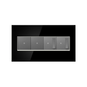 Adorne AWM Screwless Wall Plate, Mirror Black - 4 Gang