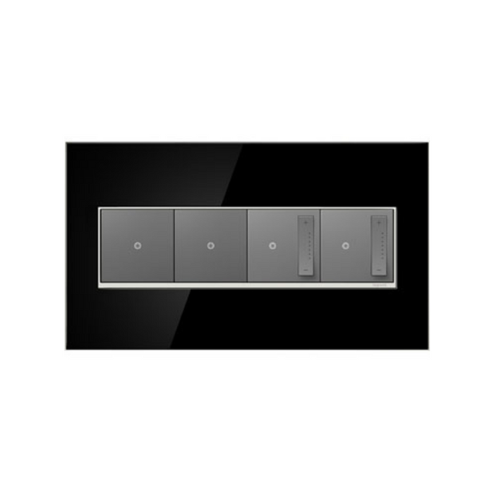 Adorne AWM Screwless Wall Plate, Mirror Black - 4 Gang
