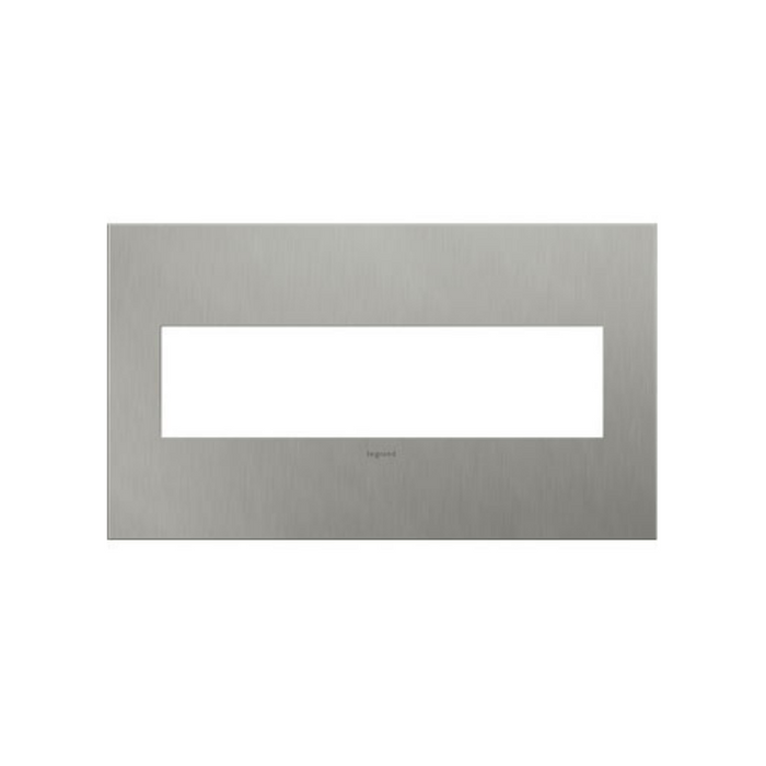 Adorne AWC Screwless Wall Plate, Brushed Stainless Steel - 4 Gang