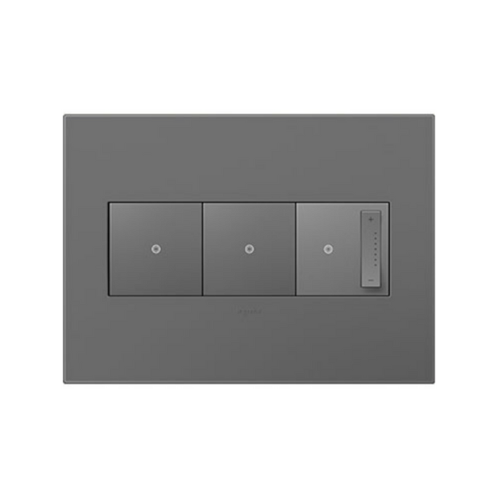 Adorne AWP Screwless Wall Plate with Microban, Magnesium - 3 Gang