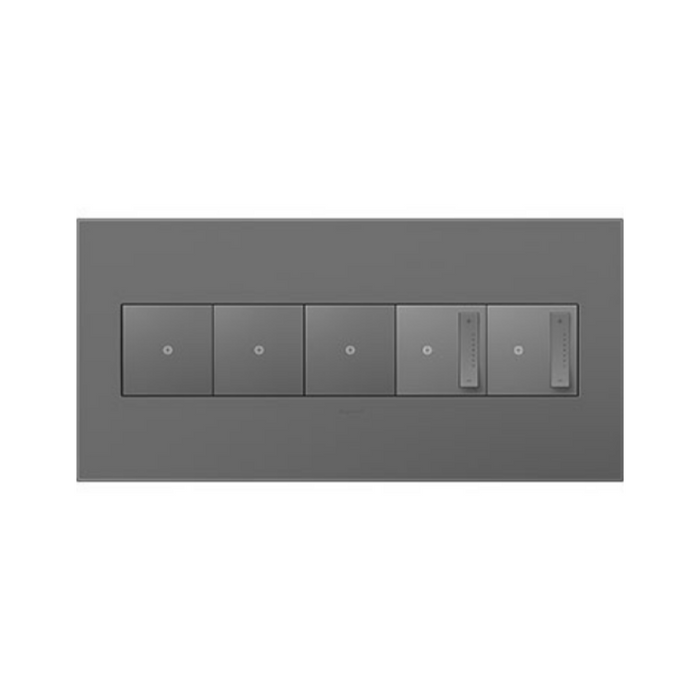 Adorne AWP Screwless Wall Plate with Microban, Magnesium - 5 Gang