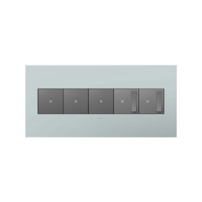 Adorne AWP Screwless Wall Plate with Microban, Pale Blue - 5 Gang